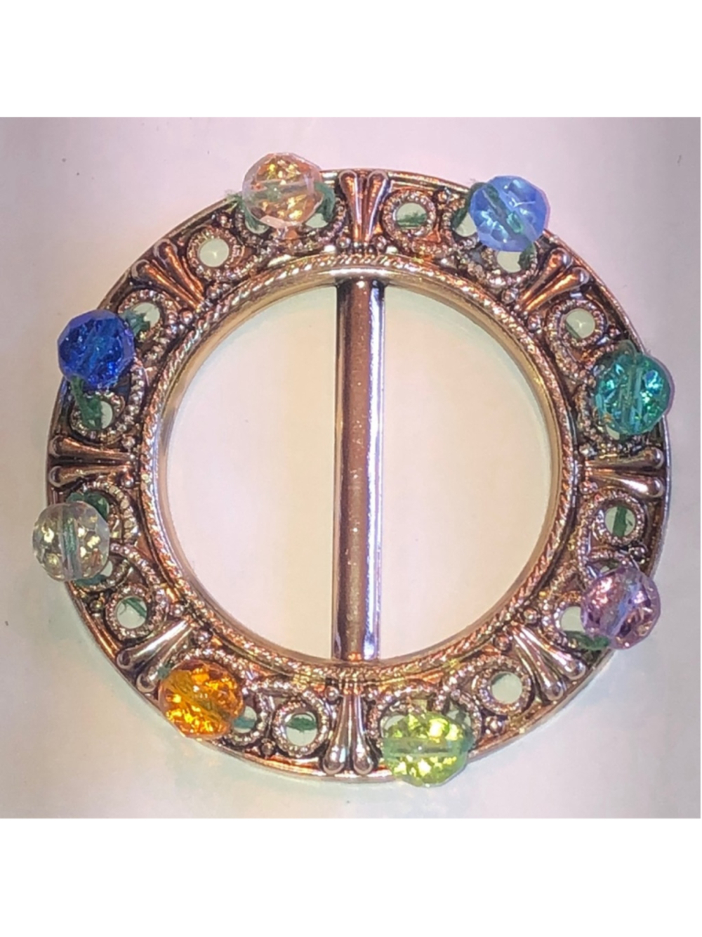 Multicolor Beaded Circular Boho Belt Buckle
